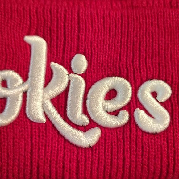 COOKIES Dark Red White Logo Embroidered Adult Unisex Knit Beanie - Picture 3 of 8